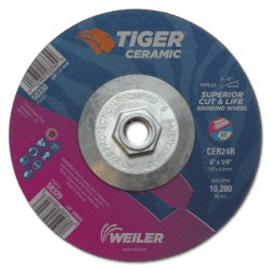 6 X 1/4 TIGER CERAMIC T27 GRINDING CER24R 5/8-11-WEILER CORPORAT-804-58330