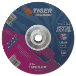 9 X 1/4 TIGER CERAMIC T27 GRINDING CER24R 5/8-11-WEILER CORPORAT-804-58334