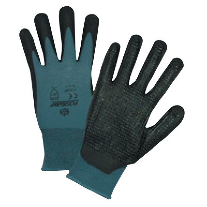 BLACK BI-POLYMER  PALM COAT WITH DOTS-PROTECTIVE INDU-813-715SBP/L