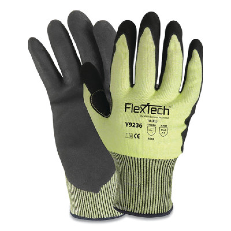 HI-VIZ  ANSI CUT LEVEL A4  SANDY NITRILE PALM-WELLS LAMONT IN-815-Y9236S