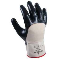 DISPOSE NITRILE-COATED-WHITE W/NAVY  DZ6-SHOWA BEST GLOV-845-7066-08