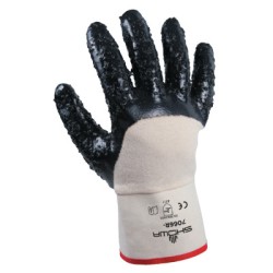 DISPOSE NITRILE-COATED-WHITE W/NAVY  DZ6-SHOWA BEST GLOV-845-7066R-10