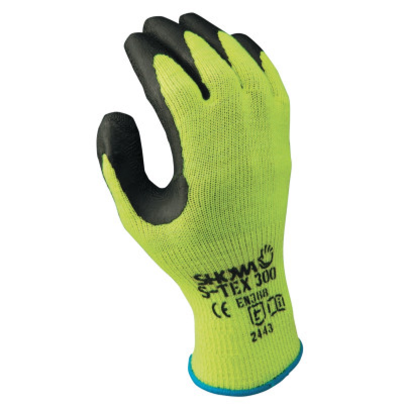 DISP ER PALM COATING- HIVIS YELLOW/BL DZ6-SHOWA BEST GLOV-845-S-TEX300M-08
