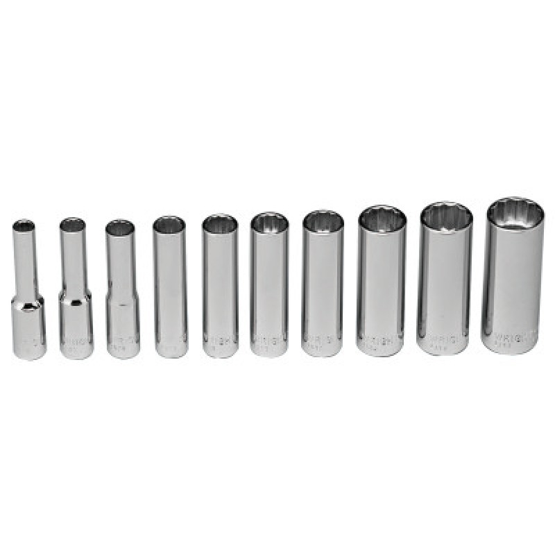 10PC 1/4DR 12PT DEEP SOCKET SET-WRIGHT TOOL ***-875-210