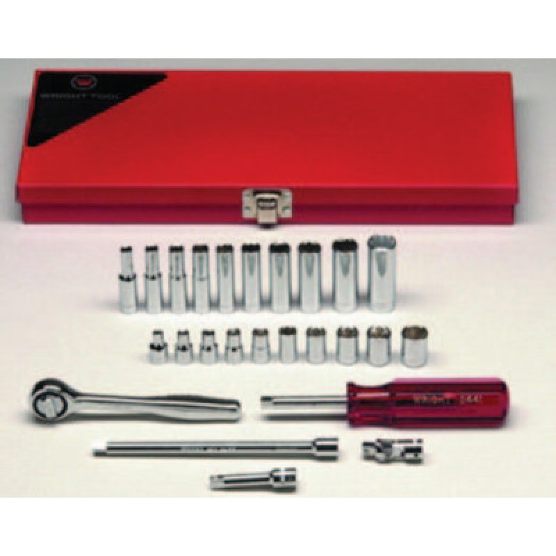 23PC. 1/4"DR. SOCKET TOOL SET W/CASE 6-POINT STA-WRIGHT TOOL ***-875-223