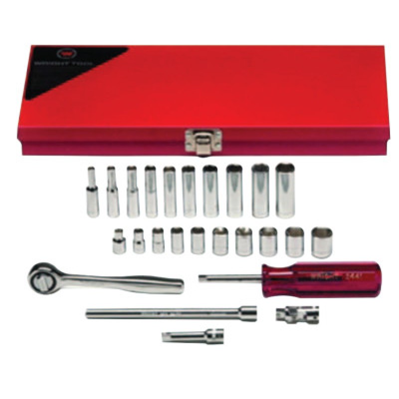 23PC 1/4DR 6PT METRIC SOCKET SET STANDARD &-WRIGHT TOOL ***-875-224