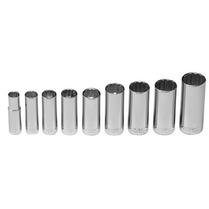 9PC. 3/8"DR. DEEP SOCKETSET 12-POINT  W-WRIGHT TOOL ***-875-300