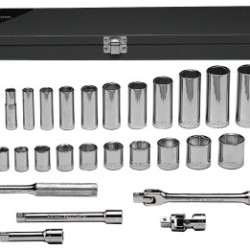 3/8" DR.  31 PC  6PT. STD & DEEP SOCKET ST IN BX-WRIGHT TOOL ***-875-339