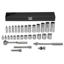 3/8" DR.  31 PC  6PT. STD & DEEP SOCKET ST IN BX-WRIGHT TOOL ***-875-339
