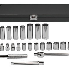 27PC.3/8"DR.METRIC SOCKET SET W/CASE 6-POINT STA-WRIGHT TOOL ***-875-377