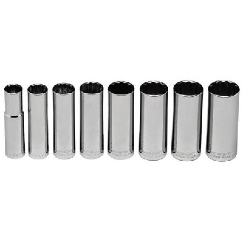 1/2"DR 8PC 12PT DEEP TRAY SET 1/2" - 15/1-WRIGHT TOOL ***-875-409