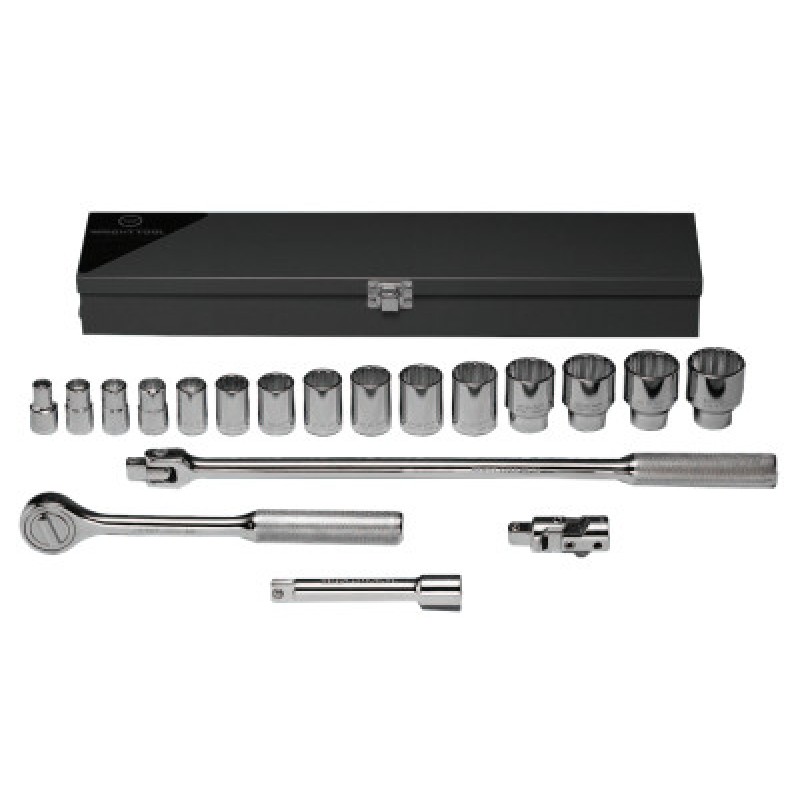 17 PC 1/2" DR SOCKET SETW/METAL BOX-WRIGHT TOOL ***-875-422