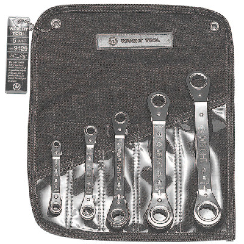 5PC. RATCHETING BOX WRENCH SET 1/4" THRU 7-WRIGHT TOOL ***-875-9429
