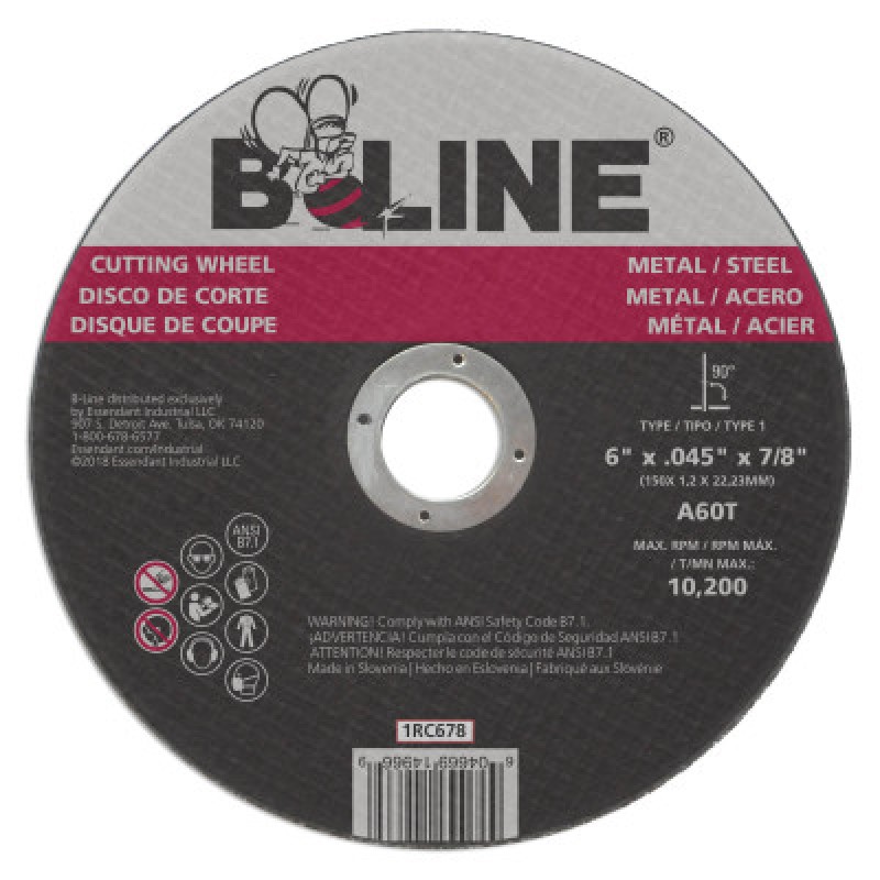 6 X .045 B-LINE T1 CUTTING WHEEL A60T 7/8 A.H.-ORS NASCO-903-1RC678