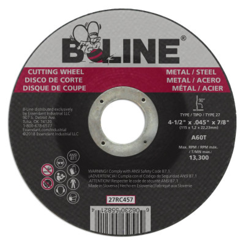 4-1/2 X .045 B-LINE T-27CUTTING WHEEL A60T 7/8-ORS NASCO-903-27RC457