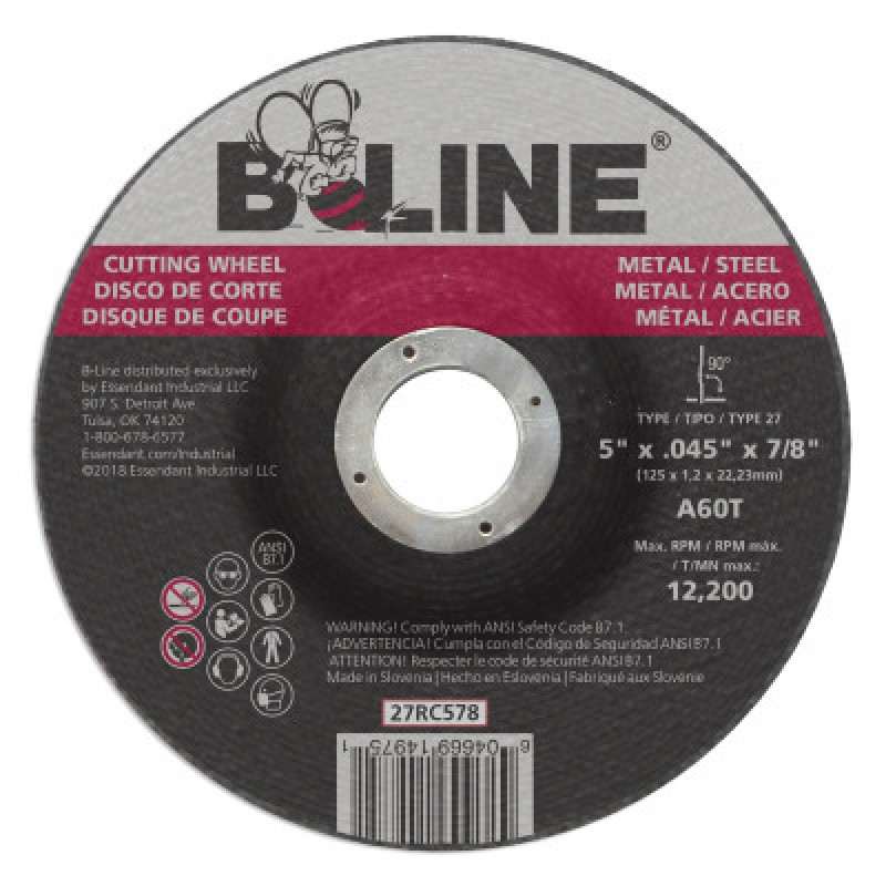 5 X .045 B-LINE T27 CUTTING WHEEL A60T 7/8 A.H.-ORS NASCO-903-27RC578
