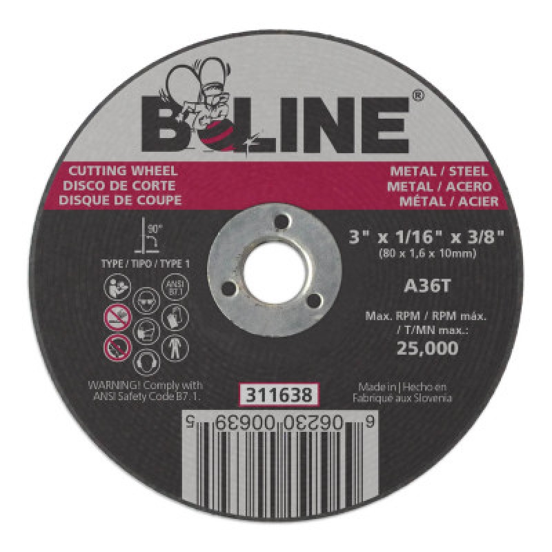 3 X 1/16 B-LINE T1 CUTTING WHEEL A36T 3/8 A.H.-ORS NASCO-903-311638