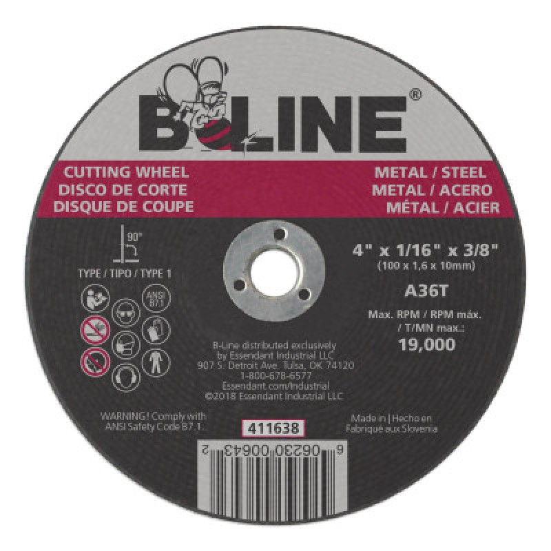 4 X 1/16 B-LINE T1 CUTTING WHEEL A36T 3/8 A.H.-ORS NASCO-903-411638