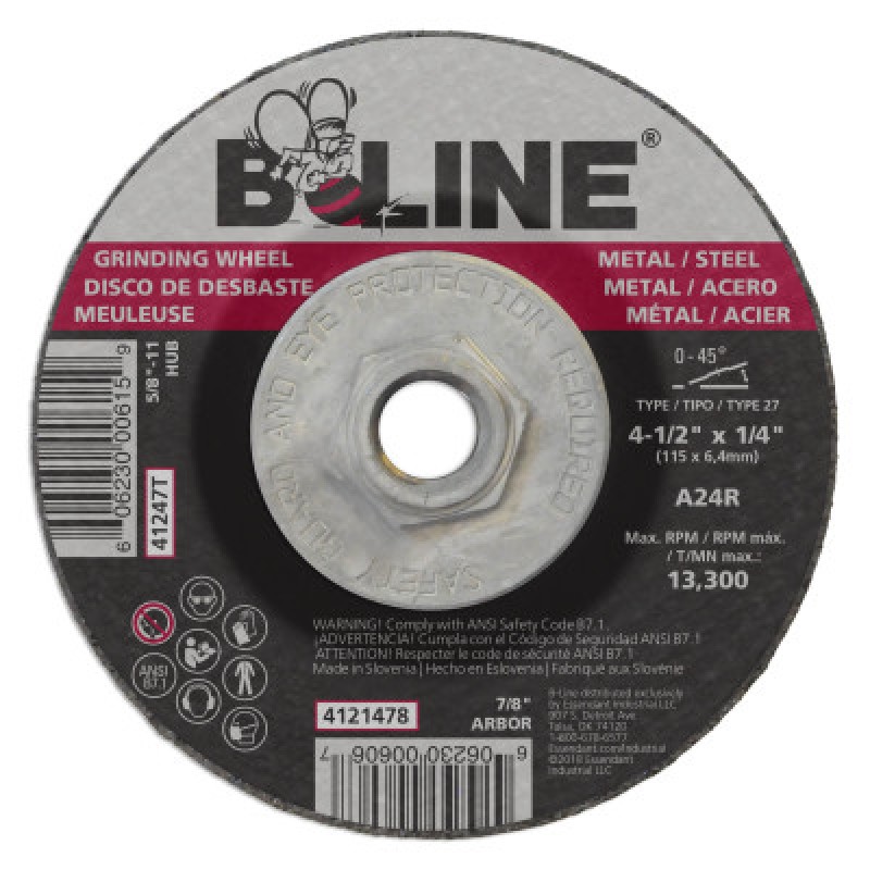 4-1/2 X 1/4 B-LINE T27 GRINDING WHEEL A24R 5/8-1-ORS NASCO-903-41247T