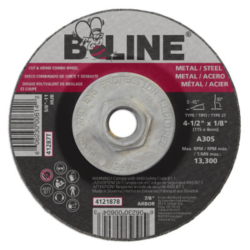 4-1/2 X 1/8 B-LINE T27 COMBO WHEEL A30S 5/8-11-ORS NASCO-903-41287T
