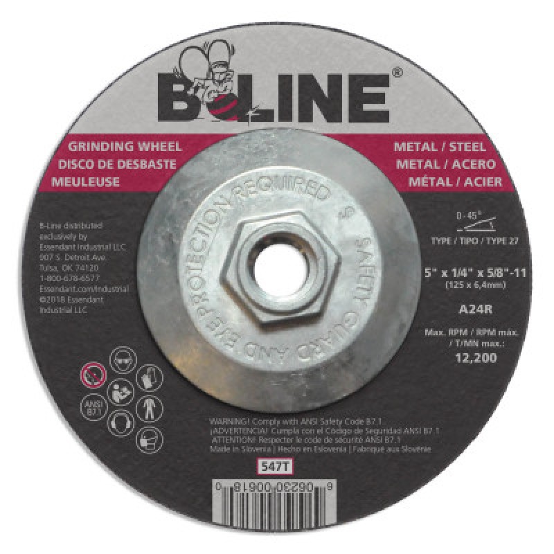 5 X 1/4 B-LINE T27 GRINDING WHEEL A24R 5/8-11-ORS NASCO-903-547T