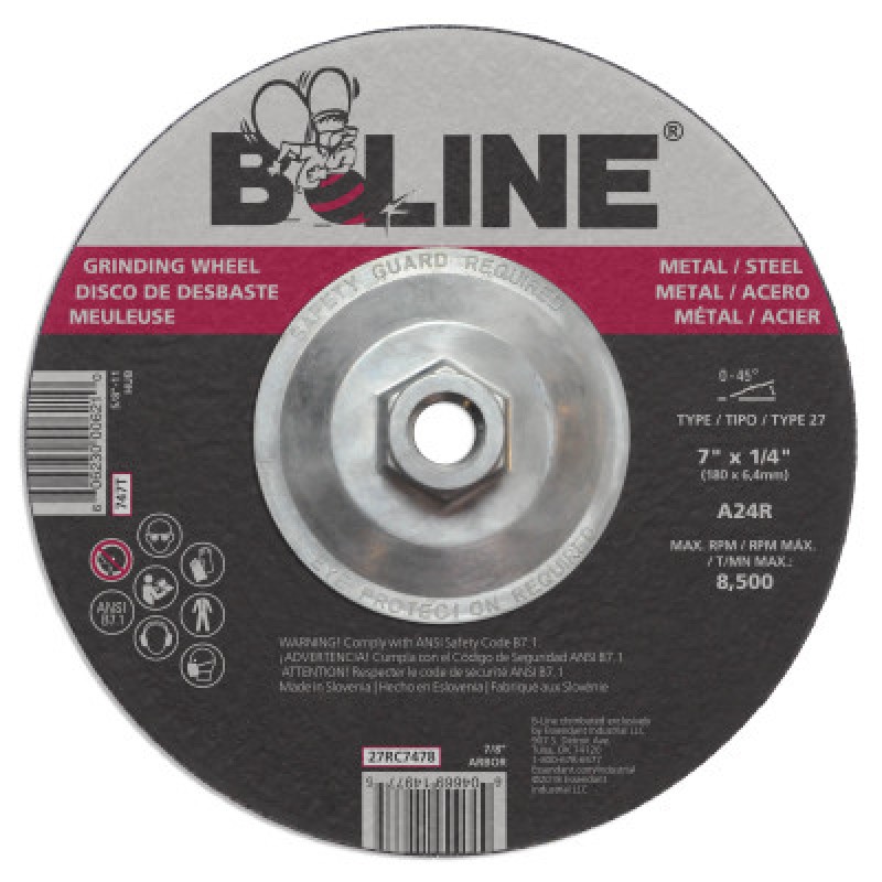 7 X 1/4 B-LINE T27 GRINDING WHEEL A24R 5/8-11-ORS NASCO-903-747T